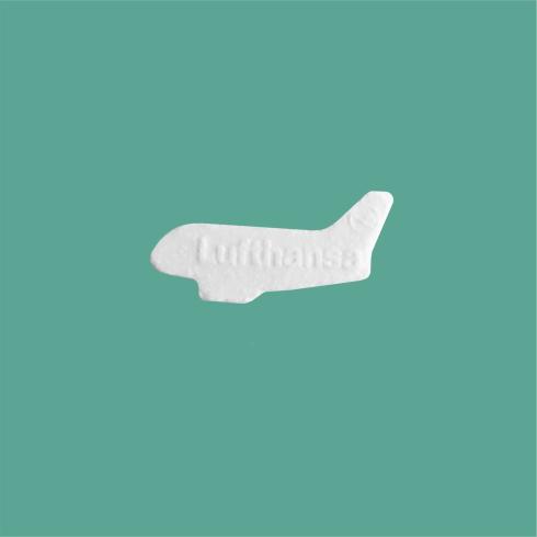 Plane shaped and embossed fresh breah mints with company logo